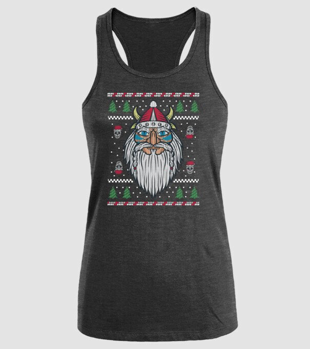 Moș Crăciun viking Pulover urât model negru pe tricou