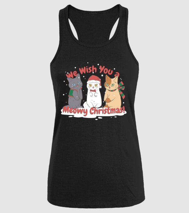 We wish You a Meowy Christmas model negru pe tricou