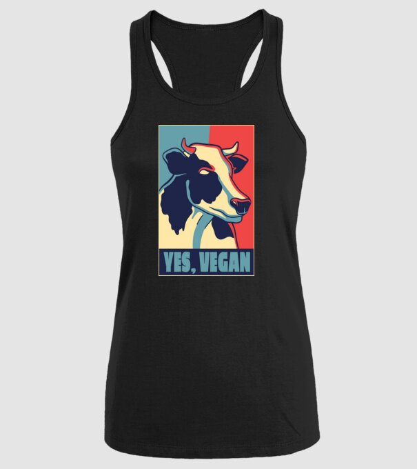 Yes, Vegan model negru pe tricou