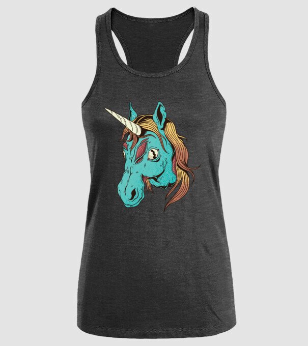 Unicorn Zombie model negru pe tricou