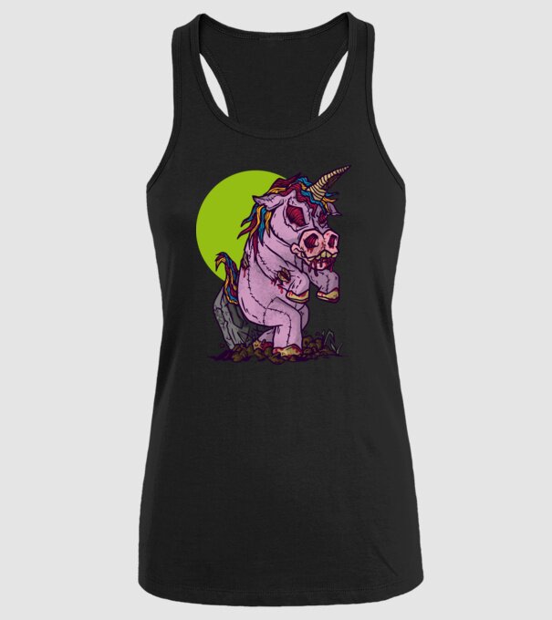 Zombie unicorn model negru pe tricou