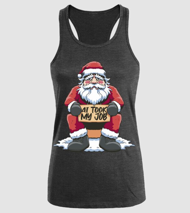 AI took my job Santa model negru pe tricou