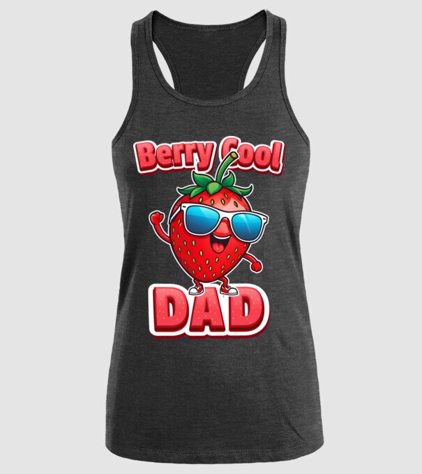 Berry Cool Dad Strawberry model negru pe tricou