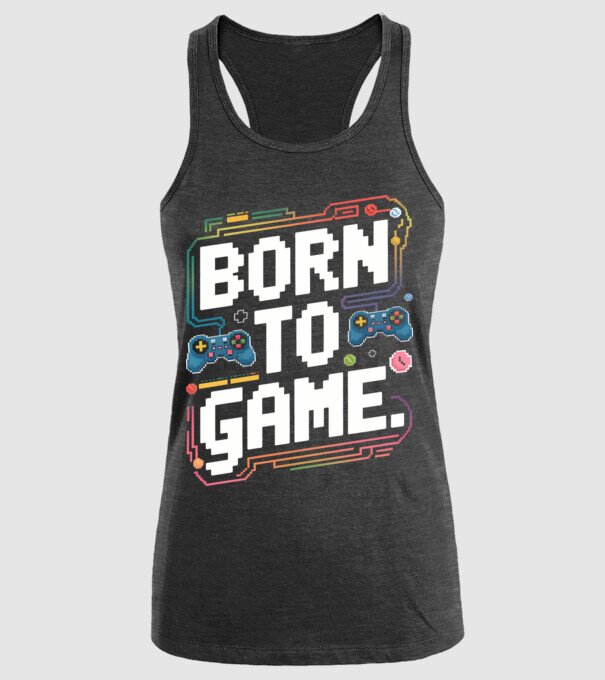 Born to Game Pixel Negru model negru pe tricou