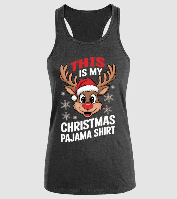 Christmas Pajama Reindeer Negru model negru pe tricou