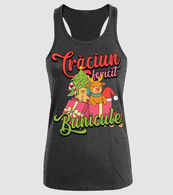 CRĂCIUN FERICIT BUNICULE model negru pe tricou