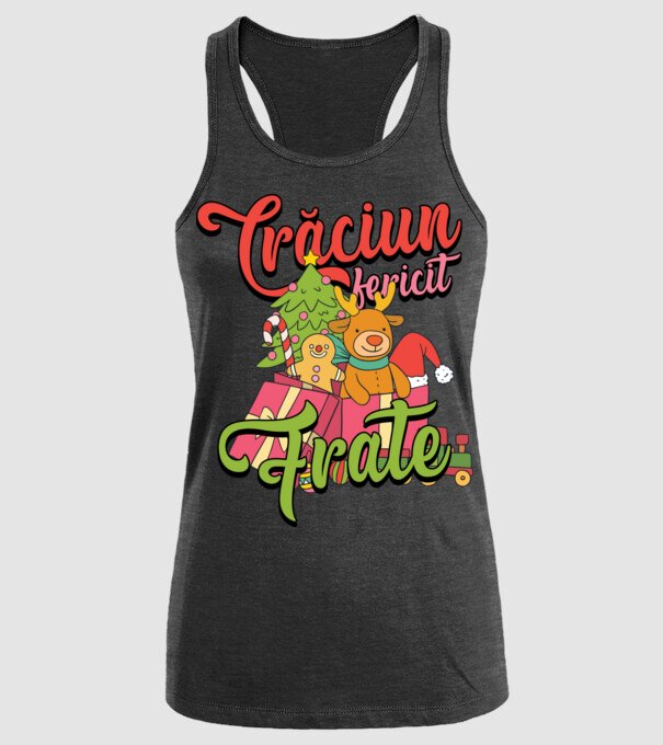 CRĂCIUN FERICIT FRATE / SORĂ model negru pe tricou
