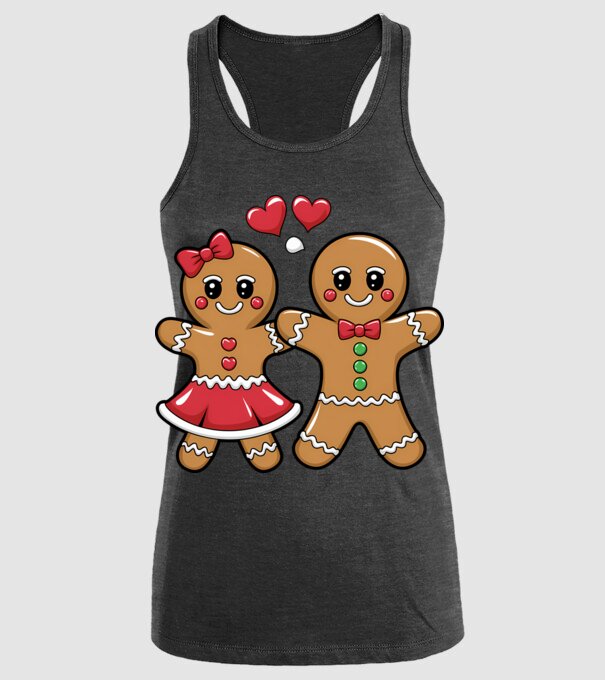 cuplu de turtă dulce în dragoste model negru pe tricou