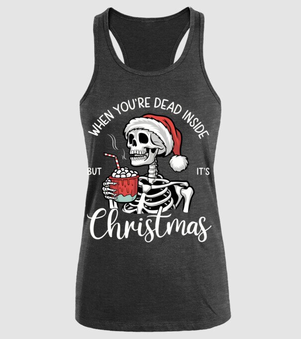 Dead inside, but it's christmas Negru model negru pe tricou