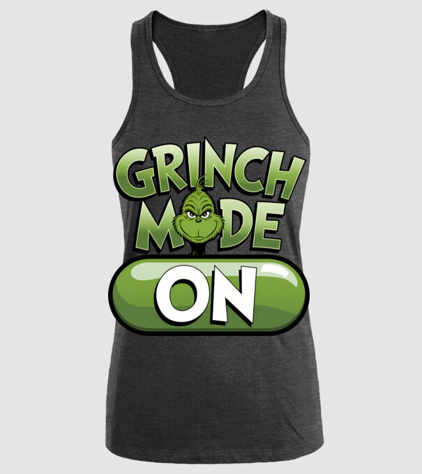 Grinch mode ON model negru pe tricou