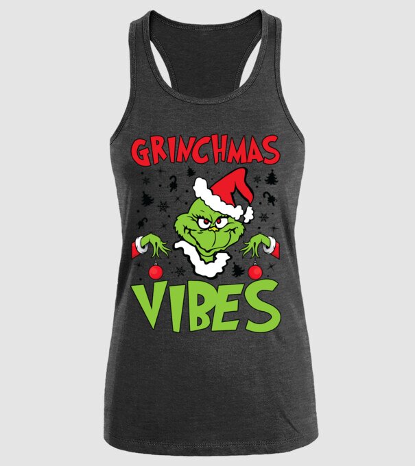 Grinchmas Vibes - Grinch model negru pe tricou