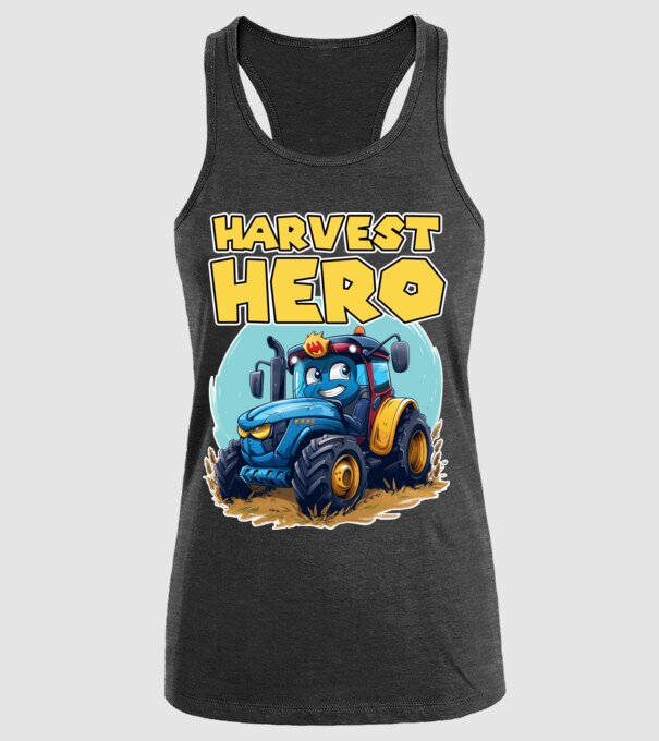 Harvest Hero Tractor model negru pe tricou