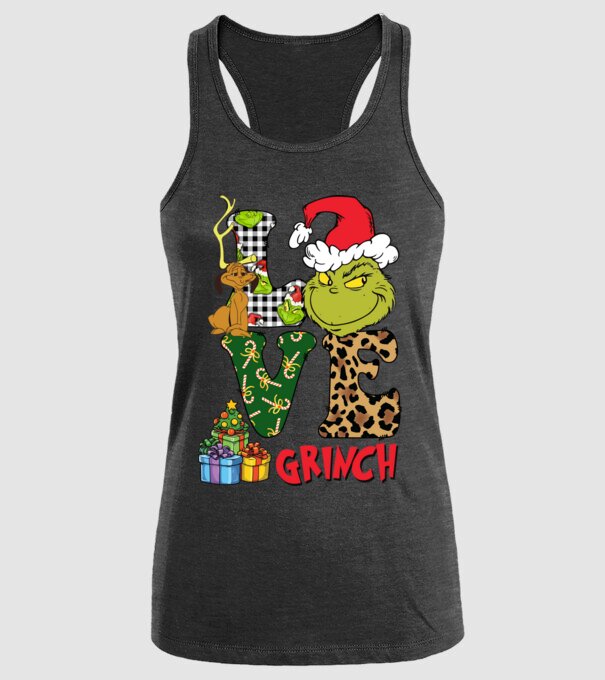 Love Grinch model negru pe tricou