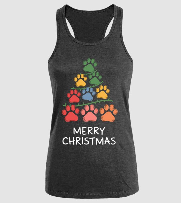Merry Christmas Paws Negru model negru pe tricou