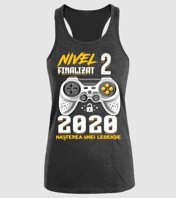 Nivel 2 finalizat. 2020 nașterea unei legende model negru pe tricou