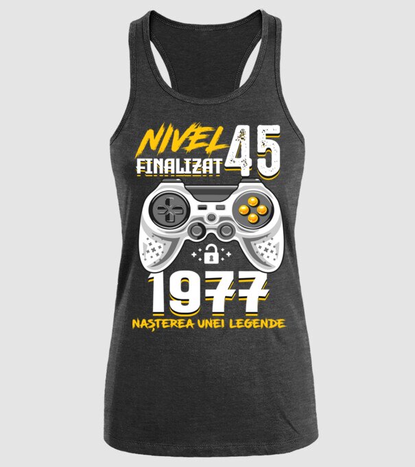 Nivel 45 finalizat. 1977 nașterea unei legende model negru pe tricou