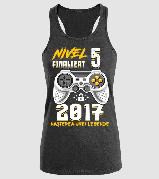 Nivel 5 finalizat. 2017 nașterea unei legende model negru pe tricou
