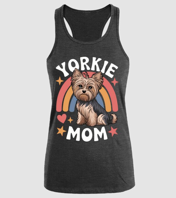Yorkie Mom Negru model negru pe tricou