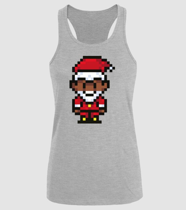 8bit pixel Moș Crăciun model gri pe tricou