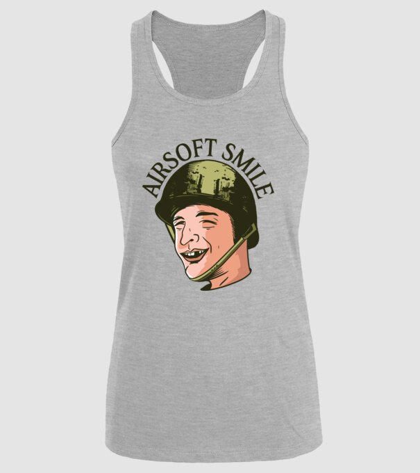 Zâmbet Airsoft model gri pe tricou