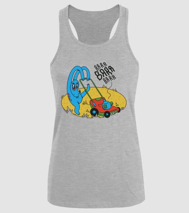 Alien cu Mașină de tuns iarba model gri pe tricou