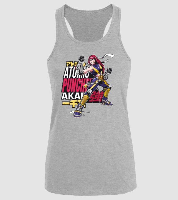 Anime fată Războinic model gri pe tricou