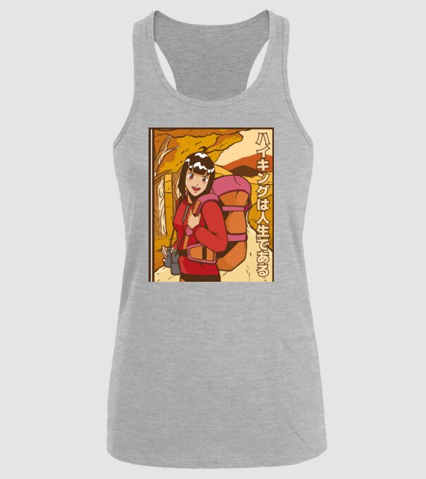 Anime fată Excursionistă model gri pe tricou