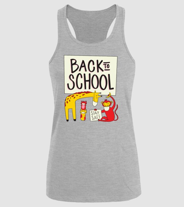 Back To School Animale model gri pe tricou