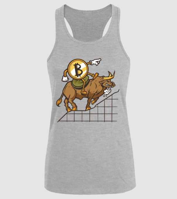 Taur Bitcoin model gri pe tricou