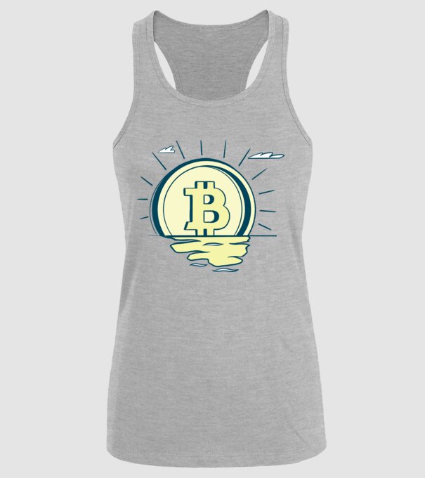 Bitcoin sunrise model gri pe tricou