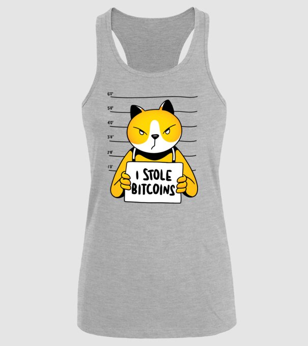 Pisică hoață Bitcoin model gri pe tricou