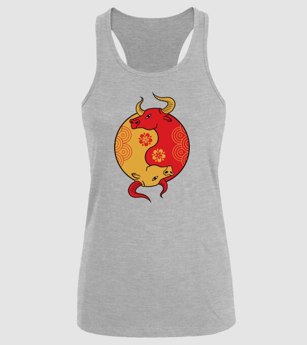 Bivol Yin Yang model gri pe tricou