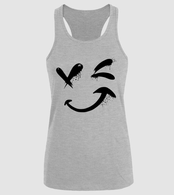 Emoji fericit Râs model gri pe tricou