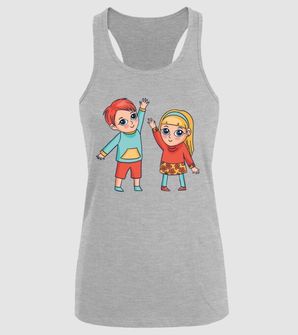 Copii fericiți model gri pe tricou