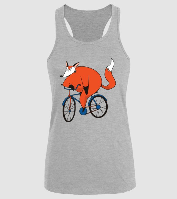 Vulpe cu bicicletă model gri pe tricou