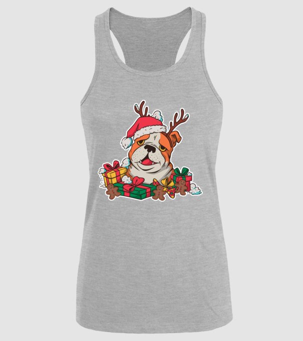 Bulldog de Crăciun model gri pe tricou