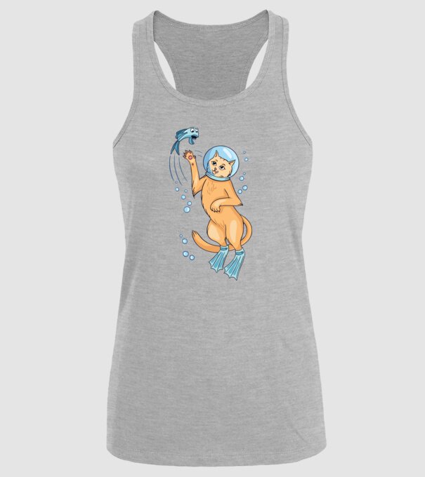Pisică Scafandru model gri pe tricou