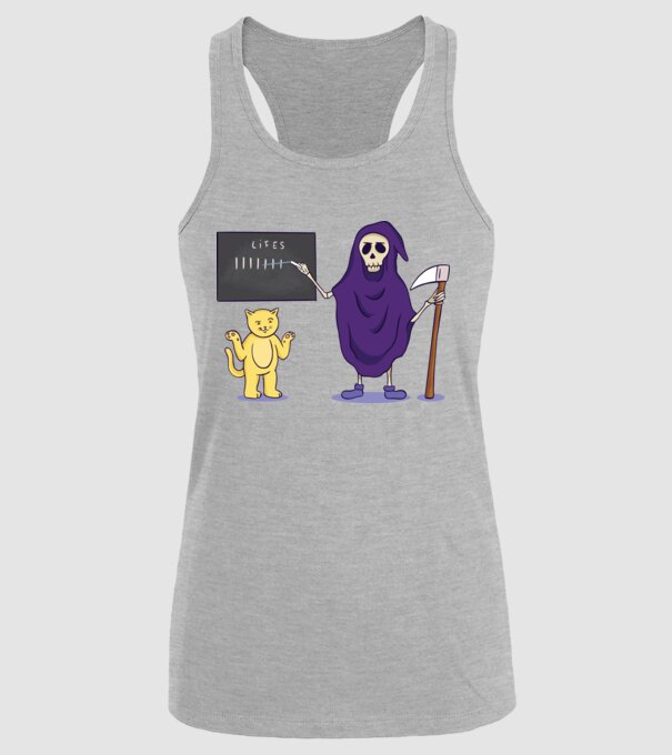 Cele 9 vieți ale pisicii model gri pe tricou
