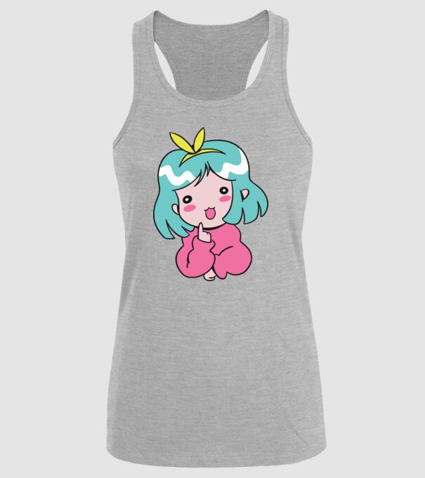 Fetiță drăguță Anime model gri pe tricou