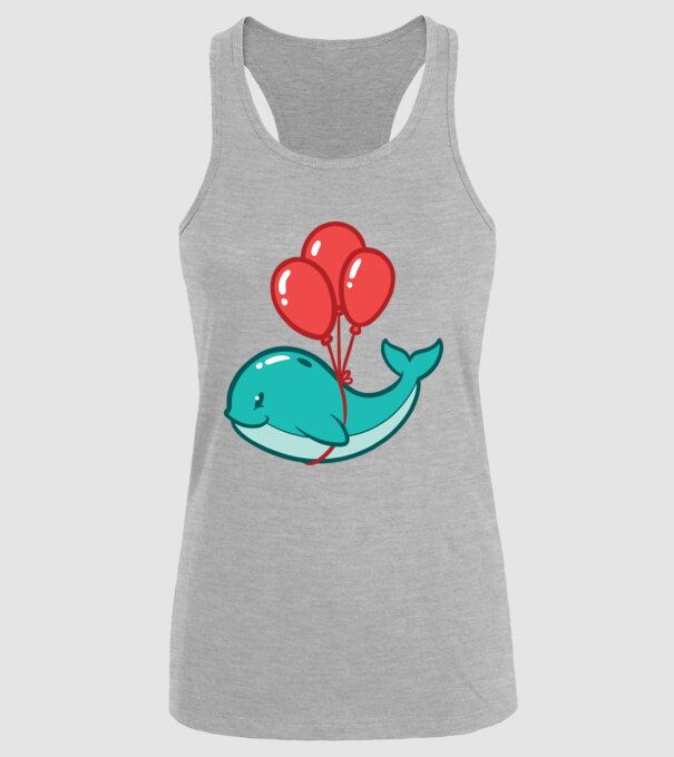 Balenă Drăguță cu Balon model gri pe tricou