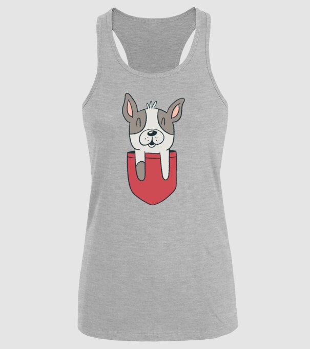 Buzunar pentru Bulldog francez drăguț model gri pe tricou