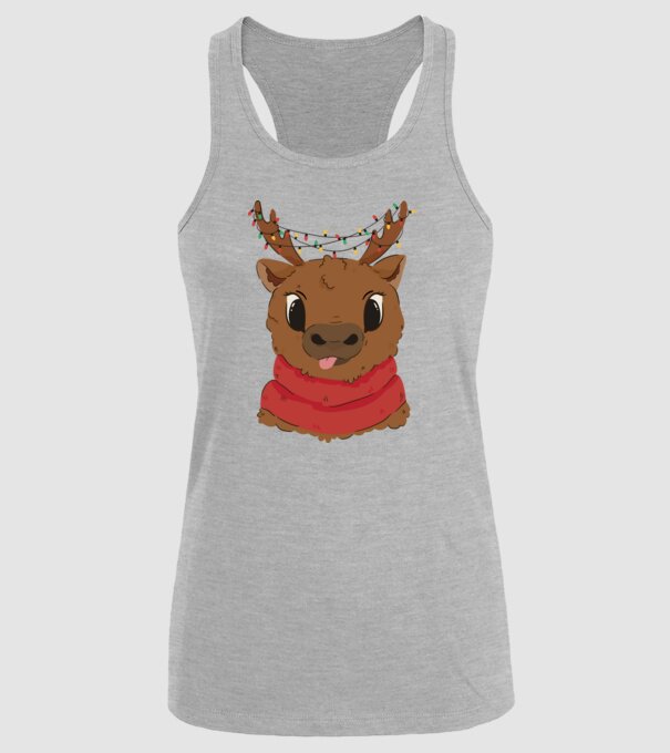 Ren drăguț de Crăciun model gri pe tricou