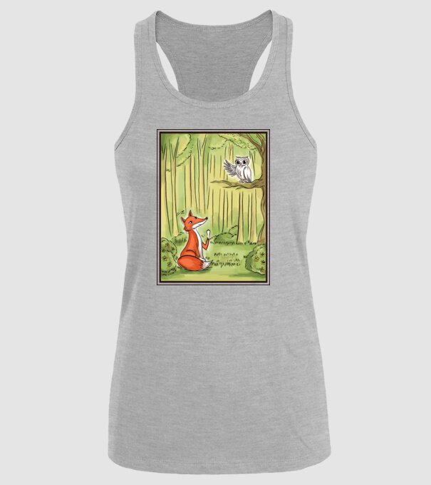 Vulpe drăguț cu bufniță model gri pe tricou