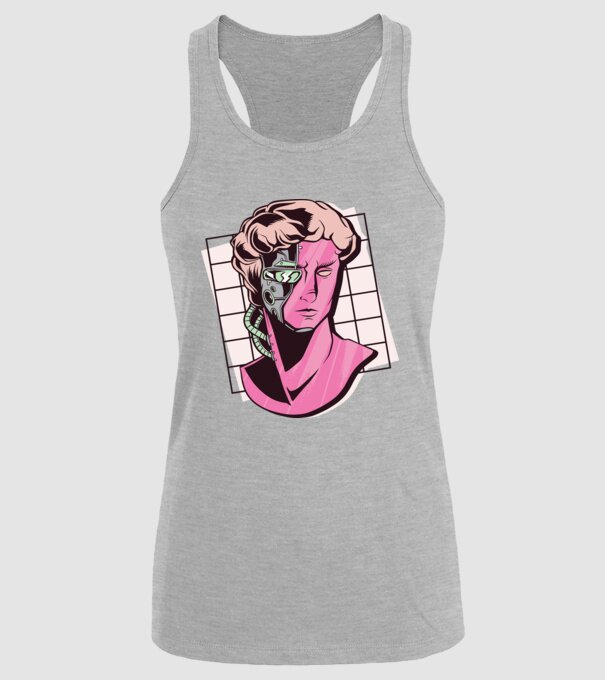 Statuie Cyborg model gri pe tricou