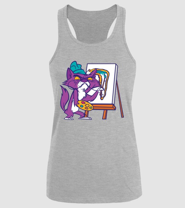 Pisică Dali model gri pe tricou
