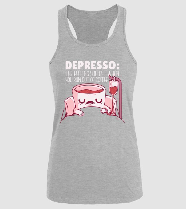 Depresso - Sentimentul când rămâi fără cafea model gri pe tricou