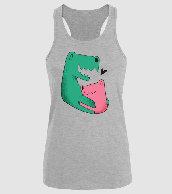 Dinozaur Tată Fiu model gri pe tricou