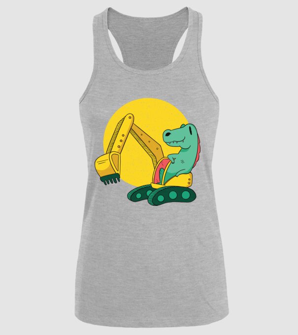 Excavator dinozaur model gri pe tricou