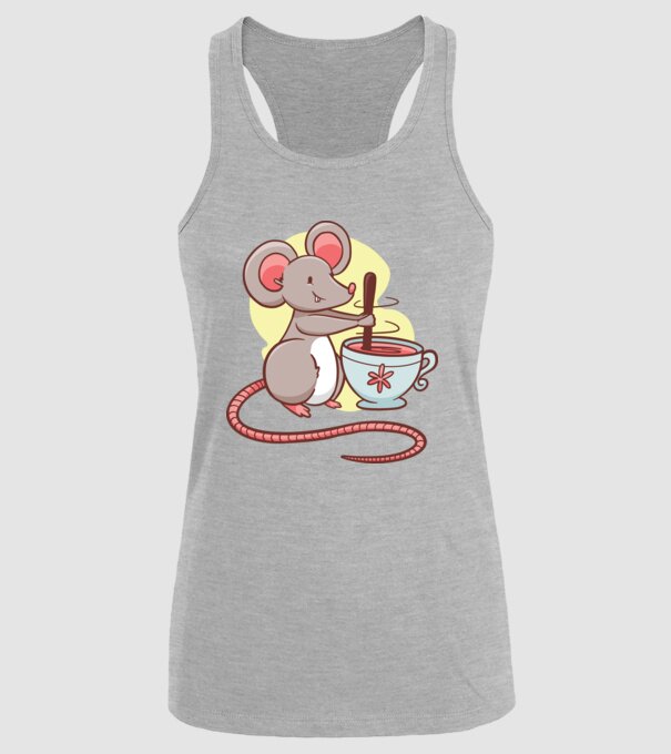 Șoarece cu ceai model gri pe tricou