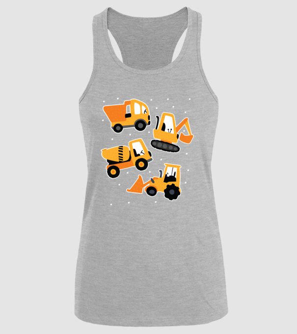Vehicule de construcții model gri pe tricou